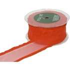 May Arts 1 1/2 Inch Wide Ribbon, Red Sheer with Ruffle Edge
