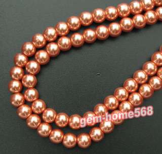 280 Round Glass Pearl Jewelry Beads Peach 6mm A073  