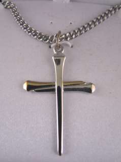 Sterling Silver Gold Two Tone Cross 24 Chain Gift Box  