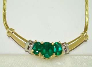 Emerald & Diamond Necklace in 14kt Gold Elegance  