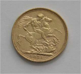 ENGLAND GOLD COIN SOVEREIGN VICTORIA 1871 XF  