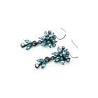 FreshTrends BLACK LINE FLOWER Aqua & Aurora Crystal Dangle Earrings