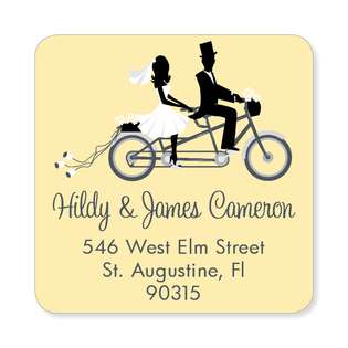 Noteworthy Collections Tandem Bike Ride Yellow Personalized Sticker 