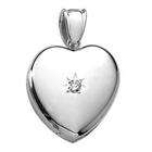 PicturesOnGold Platinum Heart Premium Weight And Genuine Diamond 
