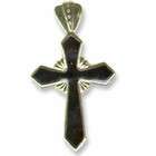    14kt. Green Gold hard Enamel Black Celtic Cross Pendant