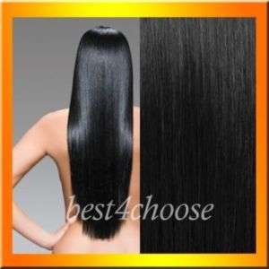 20 Clip In Human Hair Extensions Jet Black #1,70g  