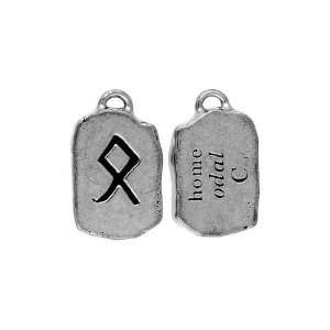 odal   Home, Ancient Runes of Prophecy Pewter Pendant on Faux Leather 