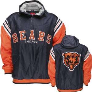  Chicago Bears Half Zip Pullover Hooded Jacket Sports 