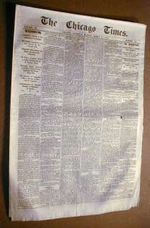 Rare 1870 CHICAGO TIMES newspaper PRE FIRE imprint   