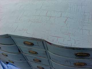 12 Drawer Dresser Oversized Dresser Distressed Crackle Finish  
