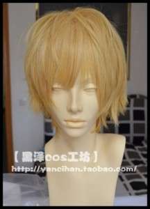 01 New Short Blonde cosplay party Wig High temperature  