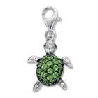 JewelBasket Turtle Charms   14K Gold Green Garnet and Diamond 