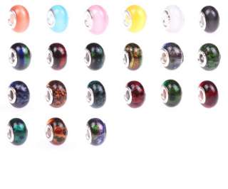 5pcs Lampwork glass cats eye European bracelet beads charms Jewelry 