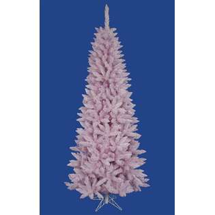   Flocked Cupcake Pink Artificial Spruce Slim Christmas Tree   Unlit