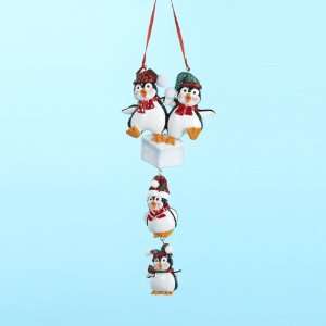 Pack of 12 Penguin Family of 4 Christmas Ornaments for Personalization 
