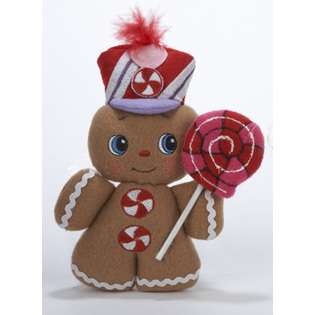 Kurt Adler 7 Gingerbread Kisses Jolly Plush Cookie Man with Lollipop 