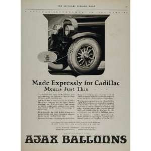 1926 Vintage Ad Ajax Rubber Balloon Car Tires Cadillac   Original 