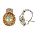 JewelryCastle 14K White Gold Citrine and Quartz and Diamond Earrings