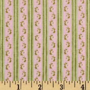  44 Wide Love Me Love Me Not Floral Stripes Pink/Green 