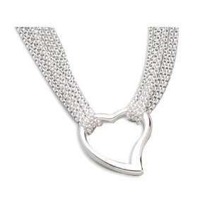 Jewelry Locker 17 4 Strand/Polished 25mm Open Heart Center Necklace