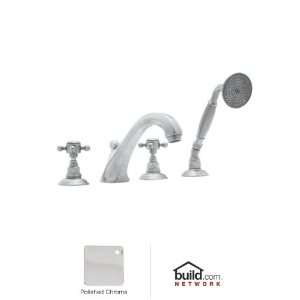   Mount Hex Spout Tub Filler with Handshower Cross