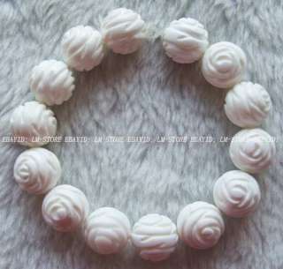 14mm Carved Coral Rose Beads 7.5  