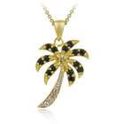   Rocks 18k Gold over Silver Sapphire and Diamond Palm Tree Necklace