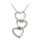    18k Gold over Silver Diamond Accent Triple Heart Necklace