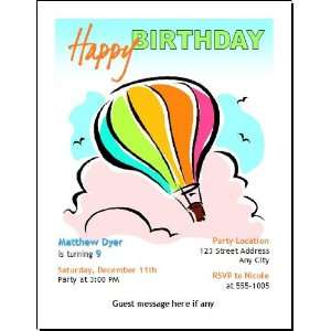  Hot Air Balloon Birthday Party Invitation 