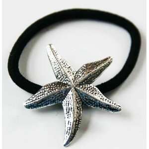  Silver Starfish Handcrafted PonyTail Holder Beauty