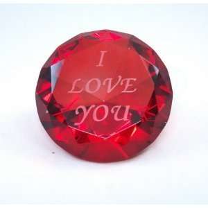  Red Glass Diamond Shaped Paperweight 3.15 Inches Engrave 