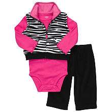 Carters Girls 3 Piece Fleece Vest Set   Zebra (6 Months)   Carters 