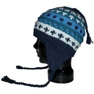  Authentic Soul Wool Ear Flap Sherpa Blue Ski Knit Hat Beanie 