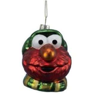 Kurt Adler Sesame Street Elmo Head Glass Ornament 