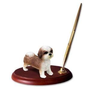  Shih Tzu Puppy Cut Dog Desk Set   Brown & White