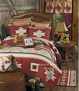 SOUTHWESTERN RED CANYON LODGE WESTERN QUILT SET KING  
