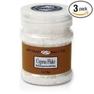 Artisan Salt Co. Cyprus Mediterranean Flake Salt, 5 Ounce Jars (Pack 