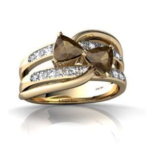    14K Yellow Gold Trillion Genuine Smoky Quartz Ring Size 5 Jewelry