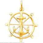 FindingKing 10K Yellow Gold Anchor in Ship Wheel Charm