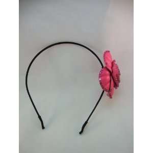  Hot Pink Leather and Crystal Headband 