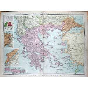 1935 Map Greece Dardanelles Crete Bosphorus Athens 