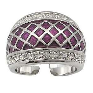  Designer Purple Enamel Pave CZ Ring Jewelry