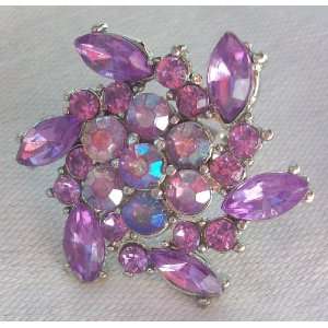   Large Purple and Silver Crystal Stone Fashion Costume Ring Everything