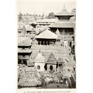 1938 Print Golden Temple Bathing Ghats Steps Pashupati Nepal Hindu 
