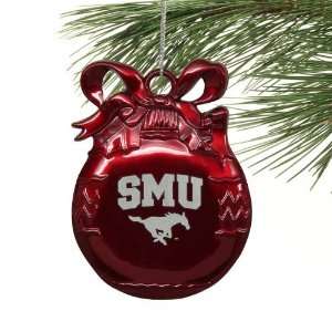 NCAA SMU Mustangs Crimson Flat Ball Ornament    Sports 