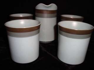   pcs. VTG BLUE NAVAJO Japan Creamer 4 Mugs stoneware Kasuga  