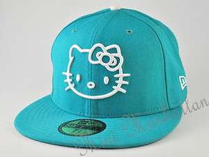 HELLO KITTY NEW ERA TEAL WHITE 59FIFTY Fitted CAP HAT  
