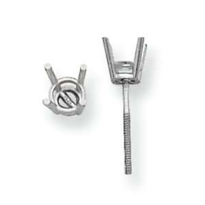 Platinum Round, 4 Prong w/Heavy Threaded 2.00ct. Post Earring Setting 