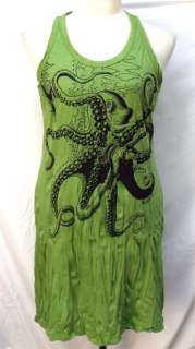 Octopus Hippie Punk Rock T Shirt Mini Tank Dress Top Tunic Sz XL 