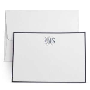  Personalized White Monogramed Cards With Raised Ink Gift 